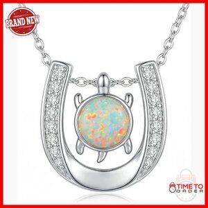 Lucky Horseshoe Turtle Pendant Necklace with Extension Chain Gift